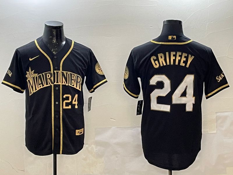 Men Seattle Mariners #24 Griffey Black Gold Game 2025 Nike MLB Jersey style 1->ncaa teams->NCAA Jersey